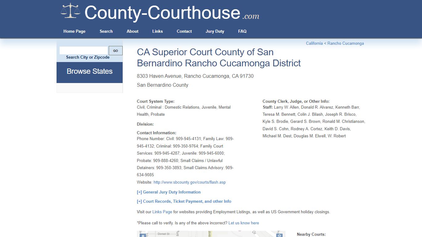 CA Superior Court County of San Bernardino Rancho Cucamonga District